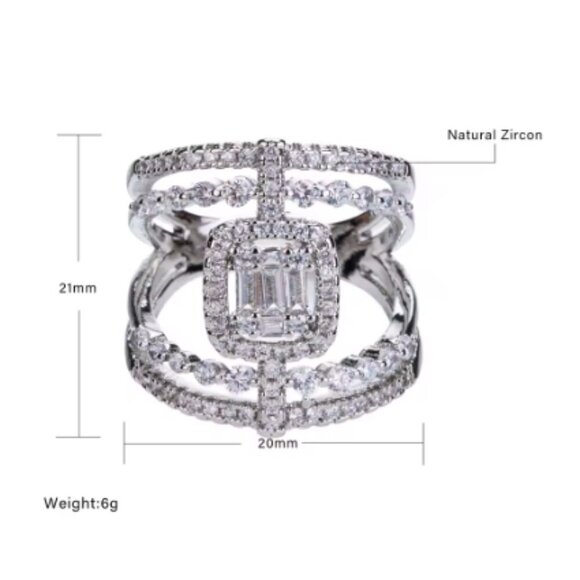 18k White Gold Diamond Ring Pave Diamond Statement Ring - Picture 8 of 8